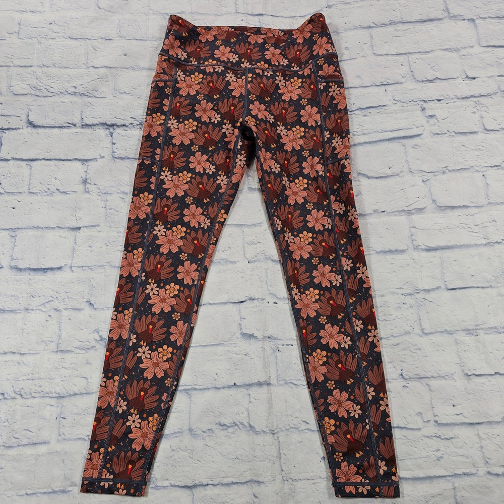 Constantly Varied Gear Leggings WOMEN M Turkey Floral Pockets Squat Approved